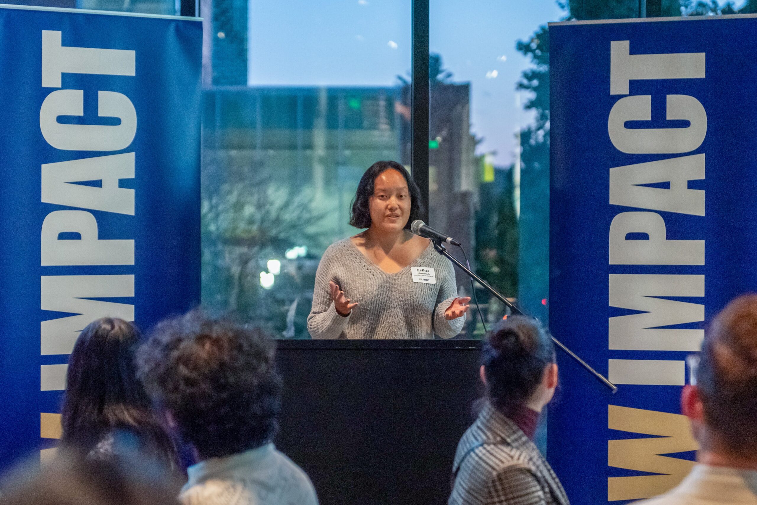 A UW student speaks at an event