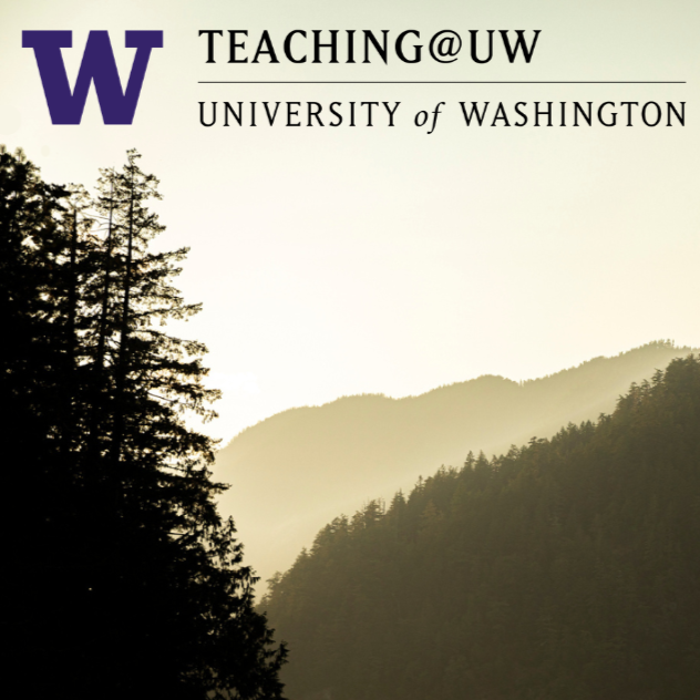 Image of a forested landscape with the Teaching@UW logo imposed over the skyline